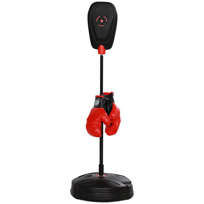 Qaba Punching Bag for Kids, Punching Bag with Stand, Boxing Gloves for 5-10 Year Old, Adjustable Kids Boxing Bag, Children Boxing Set, Sports Toy for Boys & Girls, Black