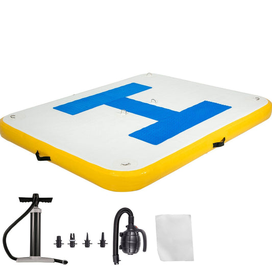 8x5 ft Inflatable Floating Dock Platform with Electric Air Pump