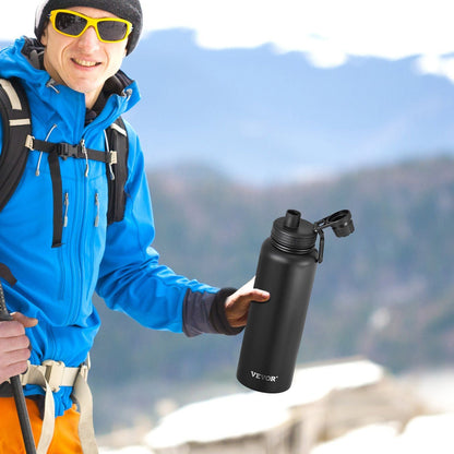 40 Oz tumbler Insulated rambler Stainless Steel with Wide Mouth Lid Black