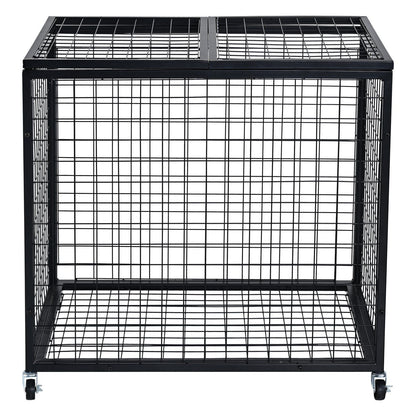 Heavy-Duty Sports Ball Storage Cart with Lockable Basketball Cage and Double Lids