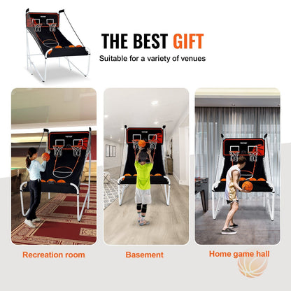Interactive Indoor Dual Player Basketball Arcade Game with Electronic Scoreboard & Balls