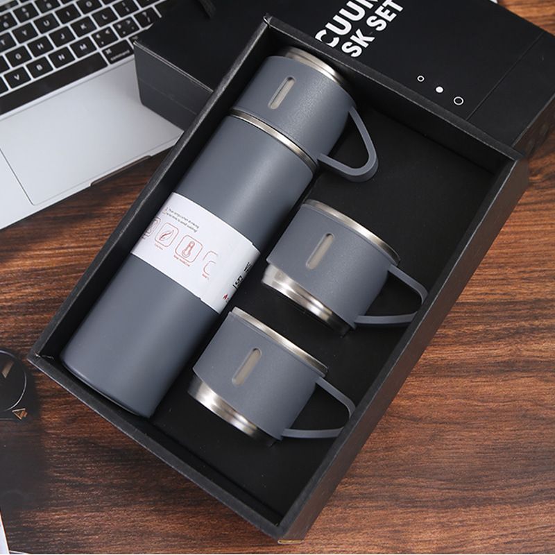 1pc/1Set Stainless Steel Thermal tumble with Cup & Gift Box Set; Double Layer Leakproof Insulated rambler; Keeps Hot and Cold Drinks for Hour