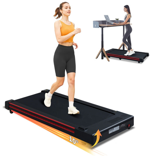 Walking Pad Treadmill with 10° Incline, Remote Control 3HP Portable Compact Treadmills for Home Office, Treadmill 264 lb Capacity, LED Display