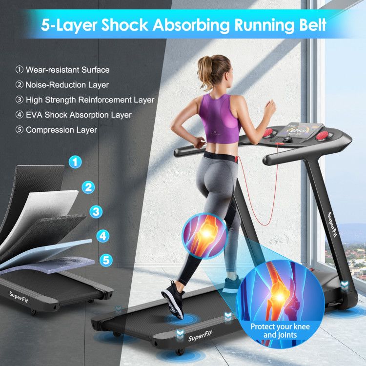 4.75HP Folding peloton Treadmill with Preset Programs Touch Screen Control