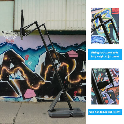 Portable Outdoor Basketball Hoop with Adjustable Height 7.5-10ft and 44 Inch Backboard