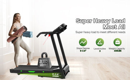 Treadmill, walking pad Treadmill, Treadmill for Home gym under desk Office, Portable Treadmill Under Desk office, 330LBS Weight Capacity Foldable Compact Treadmill with LED Display Easy Assembly Green