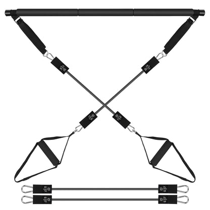 Pilates Bar Kit with 180LBS Resistance Bands Multifunctional Pilates Yoga Toning Bar Full Body Exercise