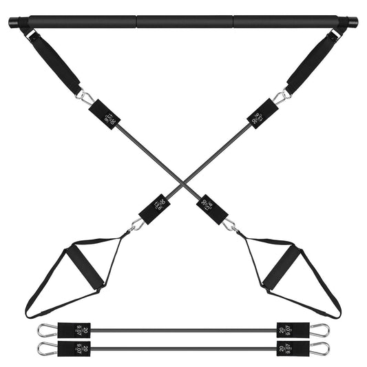 Pilates Bar Kit with 180LBS Resistance Bands Multifunctional Pilates Yoga Toning Bar Full Body Exercise