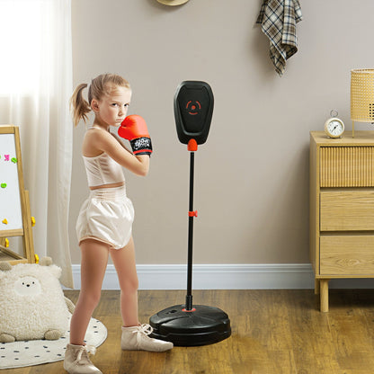 Qaba Punching Bag for Kids, Punching Bag with Stand, Boxing Gloves for 5-10 Year Old, Adjustable Kids Boxing Bag, Children Boxing Set, Sports Toy for Boys & Girls, Black