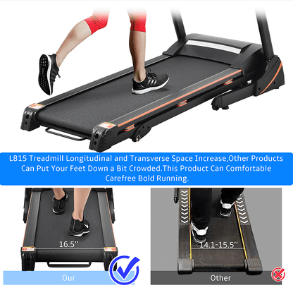 330LBS Folding peloton Treadmill Aerobic Training 14.8KM/h Running Fitness LCD Display 5in 3.5HP motor, Medium Treadmill Home / Office adult men and women