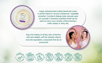 Natural Vegan Deodorant Cream - All-Day Freshness & Odor Protection