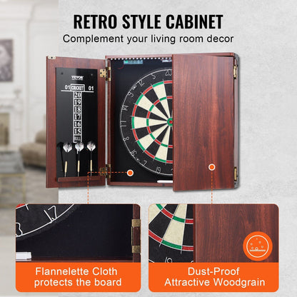 Dartboard and Cabinet Set Official Size Complete dart board Accessory Steel Tip Dart