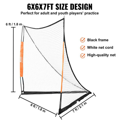 Lacrosse Goal, 6' x 6' Lacrosse Net, Portable Lacrosse Goal with Carry Bag, Fiberglass Rod Backyard Lacrosse Training Equipment, Easy Setup Collegiate Goal, Perfect for Youth Adult Training