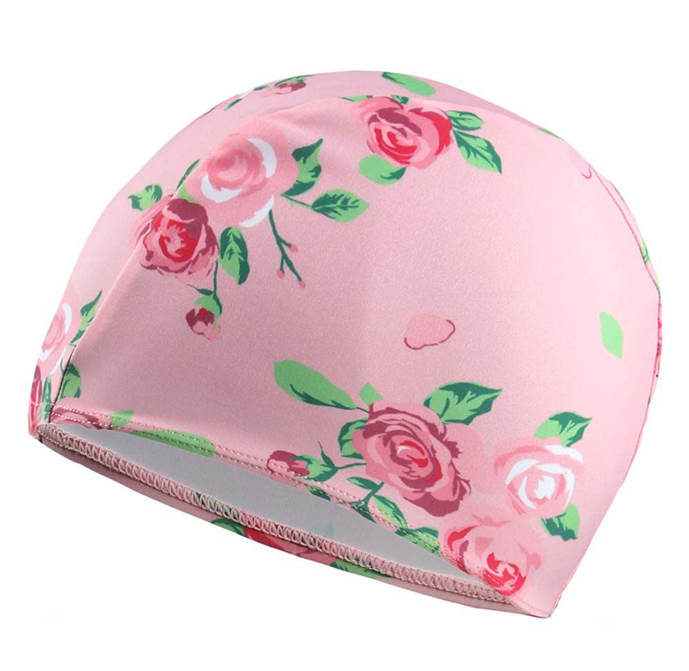Kids Elastic Swim Caps Waterproof Swimming Cap, pink rose, 2 Pack Solid Color