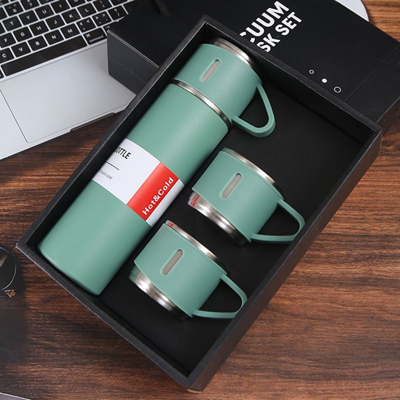 1pc/1Set Stainless Steel Thermal tumble with Cup & Gift Box Set; Double Layer Leakproof Insulated rambler; Keeps Hot and Cold Drinks for Hour