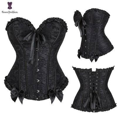 Sexy Women Steampunk Clothing Gothic Plus Size Corsets Lace Up Boned Over bust Bustier Waist trimmer Cincher Body Shaper Corselet S-6XL