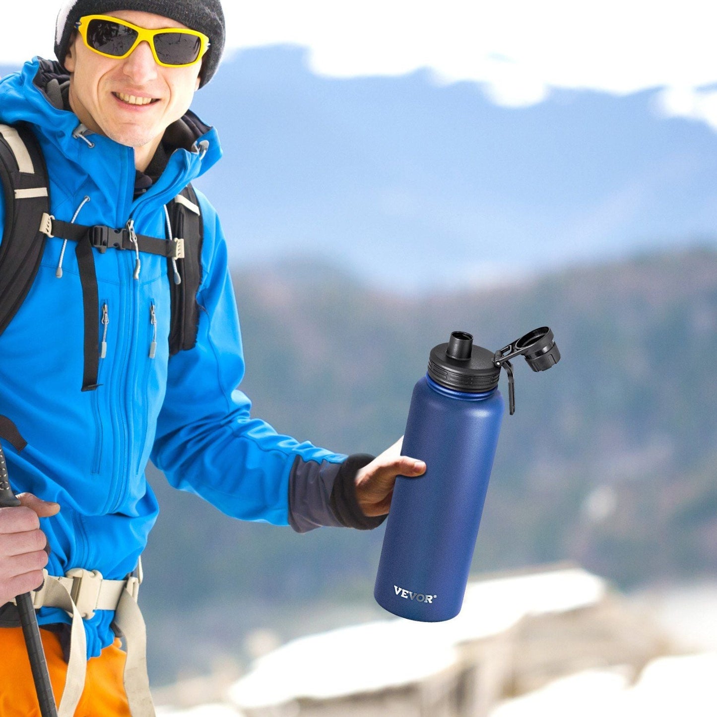 40 oz tumbler Insulated rambler Stainless Steel with Wide Mouth Lid Blue