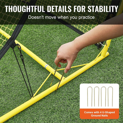 Soccer Trainer, 2-IN-1 Portable Soccer Rebounder Net, 71"x40" Iron Soccer Practice Equipment,