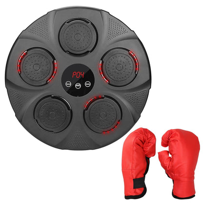 Music Boxing Machine Electronic Wall Target Punching Pad LED Lighted Sandbag Boxing Training Machine Exercise Equipment with Adult Boxing Gloves