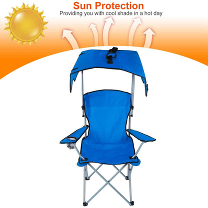 Portable Camping Chair with Adjustable Canopy - Lightweight Folding Design for Sunshade