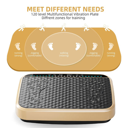 Vibration Plate Exercise Machine, Whole Body Fitness Platform for Lymphatic Drainage, Vibrating Shaker Board with 120 Speed Levels, Weight Loss and Fat Burner Workout Equipment for Women and Men