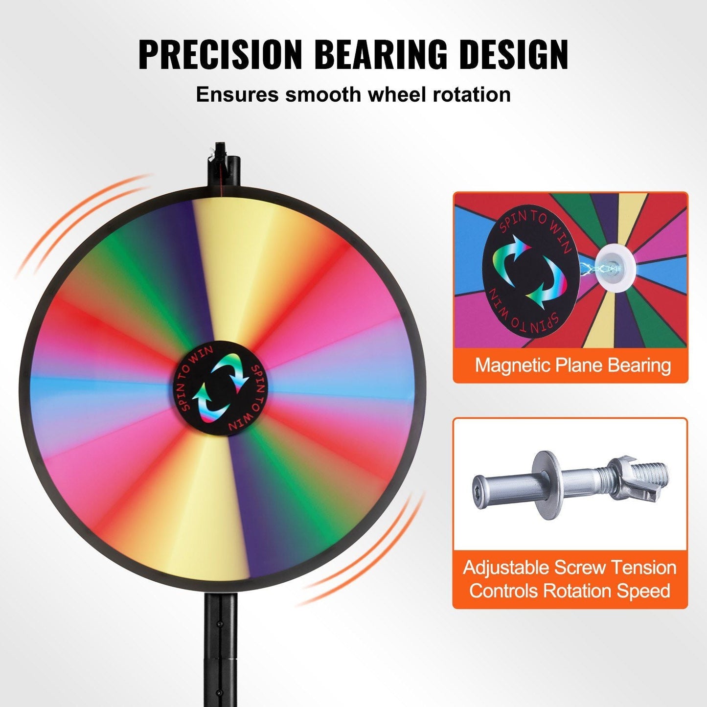 24-inch Prize Wheel, 14 Slots Spinning Wheel, Roulette Wheel with a Dry Erase and 2 Markers, Tabletop or Floor Standing