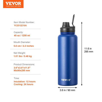 40 oz tumbler Insulated rambler Stainless Steel with Wide Mouth Lid Blue