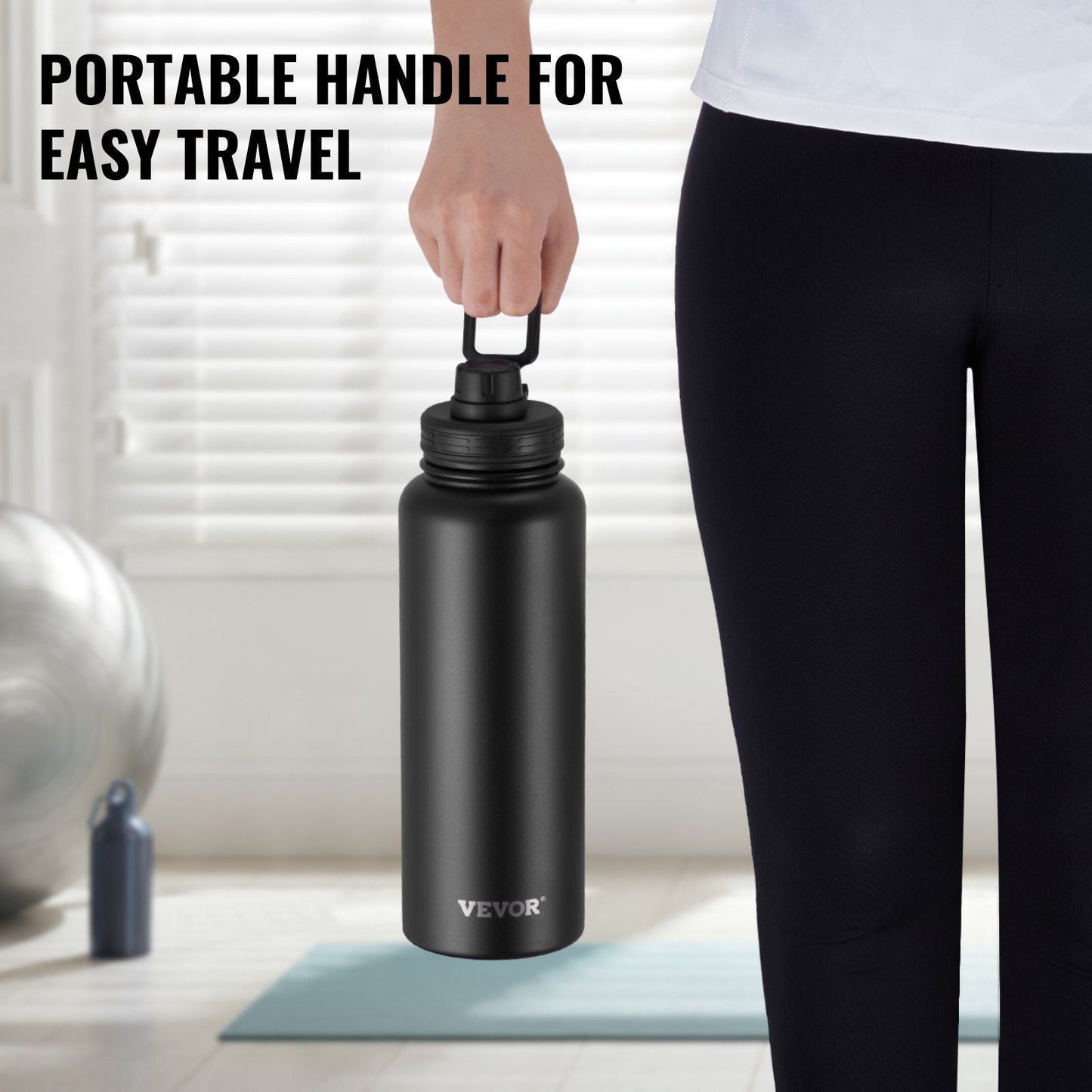 40 Oz tumbler Insulated rambler Stainless Steel with Wide Mouth Lid Black