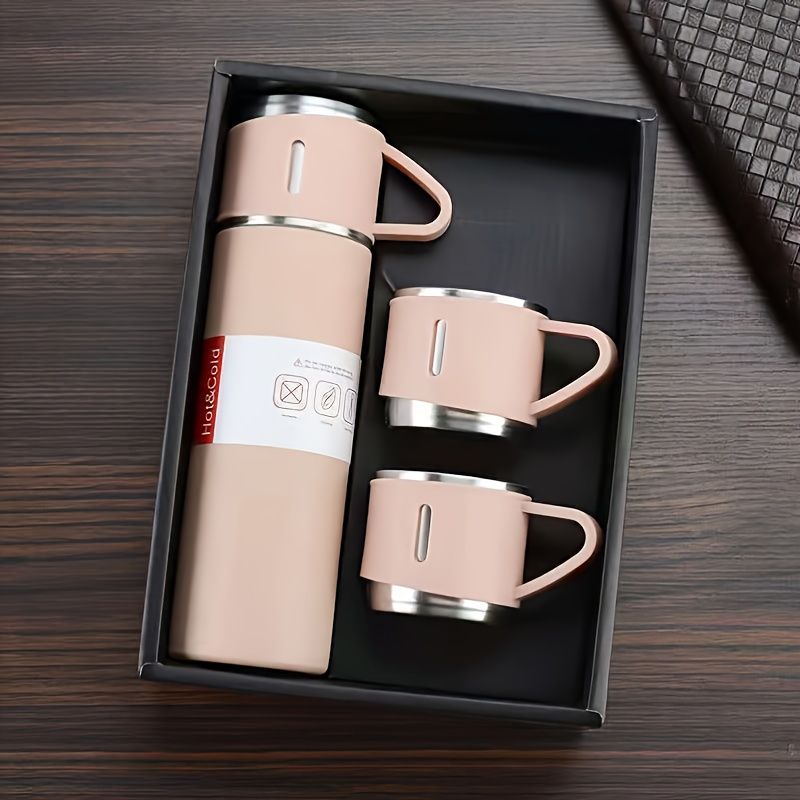 1pc/1Set Stainless Steel Thermal tumble with Cup & Gift Box Set; Double Layer Leakproof Insulated rambler; Keeps Hot and Cold Drinks for Hour
