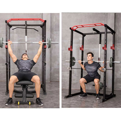 1000 lbs. capacity Multi-functional Power Cage, Home Adjustable Pullup Squat Rack Comprehensive Fitness Barbell Rack