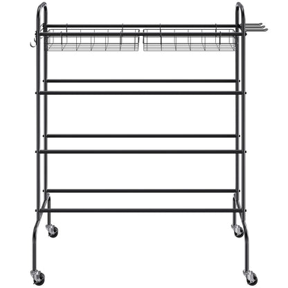 Rolling 4-Layer Basketball Rack with Wheels - Versatile Sports Equipment Holder