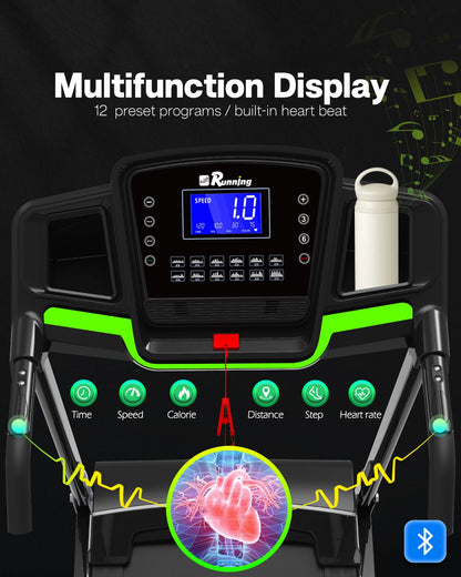 Treadmill, walking pad Treadmill, Treadmill for Home gym under desk Office, Portable Treadmill Under Desk office, 330LBS Weight Capacity Foldable Compact Treadmill with LED Display Easy Assembly Green