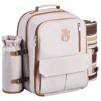 VEVOR Beach Picnic Backpack Bag for 4 Person with Cooler Compartment Blanket