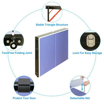 ping pong Table, Tennis Table Foldable & Portable Ping Pong Table Set with Net and 2 Ping Pong Paddles for Indoor Outdoor Game