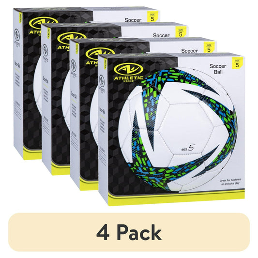 4-Pack Durable Size 5 Soccer Balls – Soft Blue Design for 12+ Years, Suitable for Indoor and Outdoor Play
