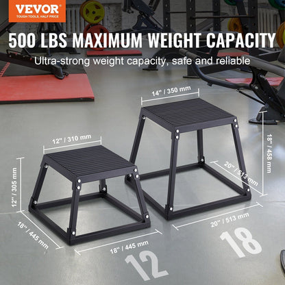 Steel 12 Inch Plyometric Jump Box for Agility Training - Anti-Slip Fitness Platform for Home Gym