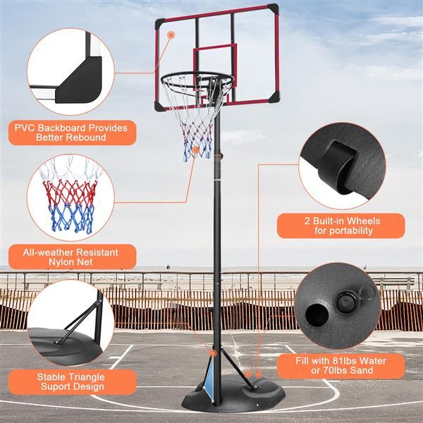 Adjustable Portable Basketball Hoop with 32" Backboard for Indoor & Outdoor Play