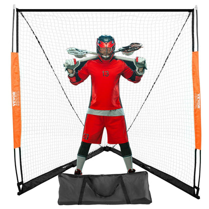 Lacrosse Goal, 6' x 6' Lacrosse Net, Portable Lacrosse Goal with Carry Bag, Fiberglass Rod Backyard Lacrosse Training Equipment, Easy Setup Collegiate Goal, Perfect for Youth Adult Training
