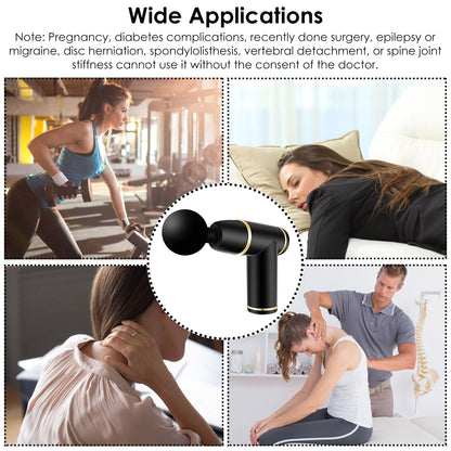 Percussion Massage Gun USB Type C Rechargeable Deep Tissue Vibration Massager Handheld Leg Body Cordless Massager with 4 Interchangeable Heads 8 Intensity Indicators