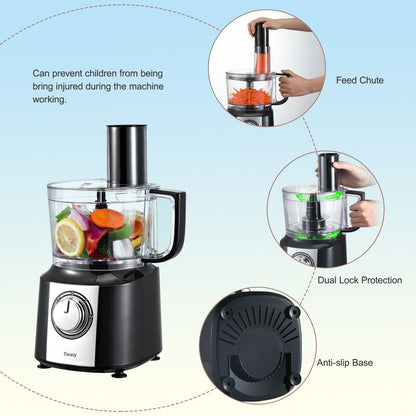 All-in-One 600W Food Processor and Mixer with 10-Cup Capacity for Chefs