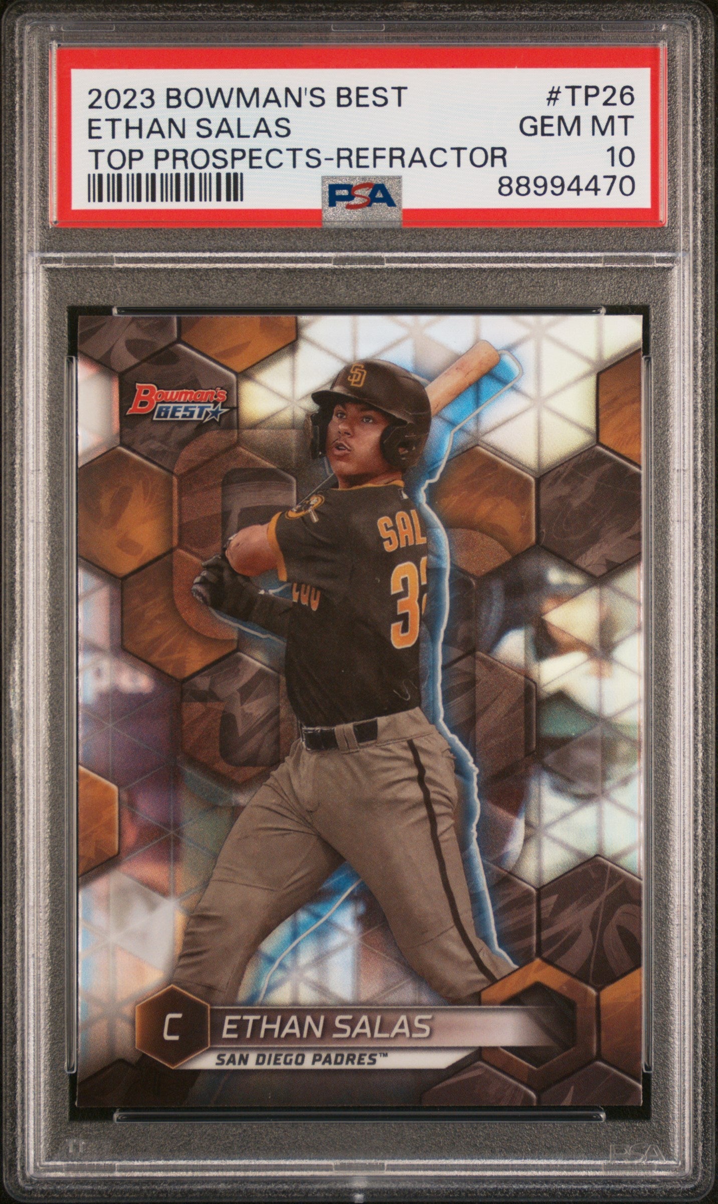 Graded 2023 Topps Bowmans Best Ethan Salas #TP26 Top Prospects Refractor Rookie RC Baseball Card PSA 10 Gem Mint