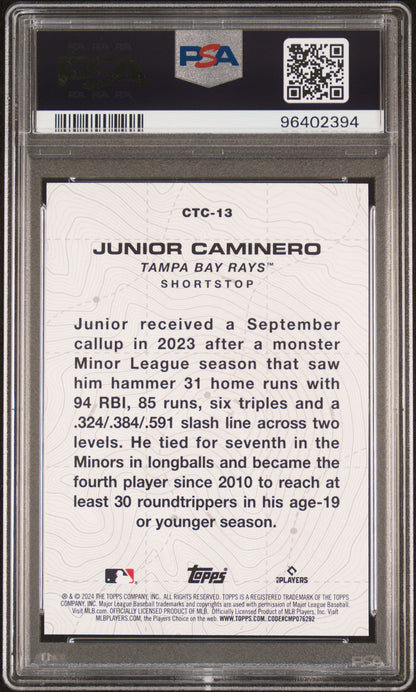 Graded 2024 Topps Junior Caminero #CTC13 City to City Rookie RC Baseball Card PSA 10 Gem Mint