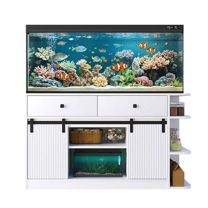 55–75 Gallon Multi-Tier Aquarium & Terrarium Stand with Built-In Power Hub & LED Lighting (55" W)