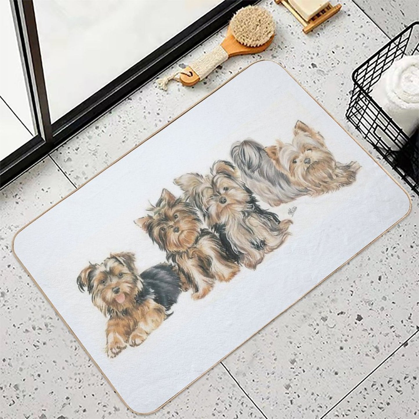 Yorkshire Terrier Puppies Bath Mat