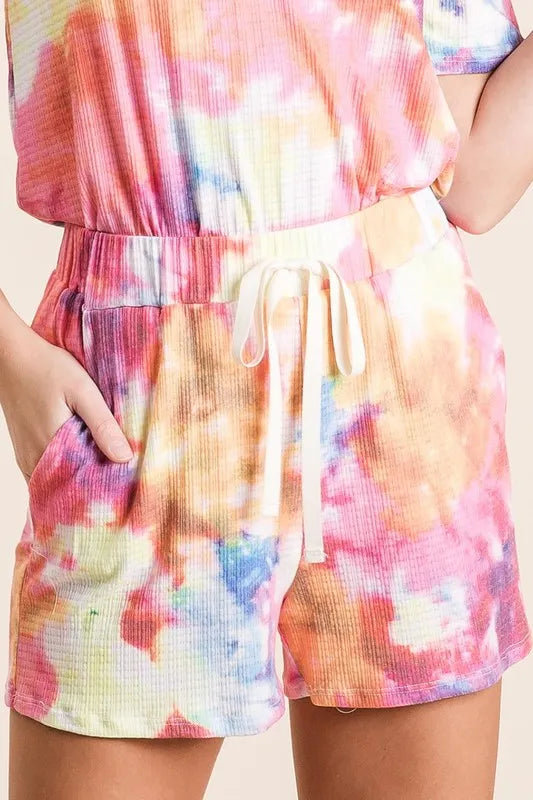 BiBi Tie Dye French Terry Casual Shorts