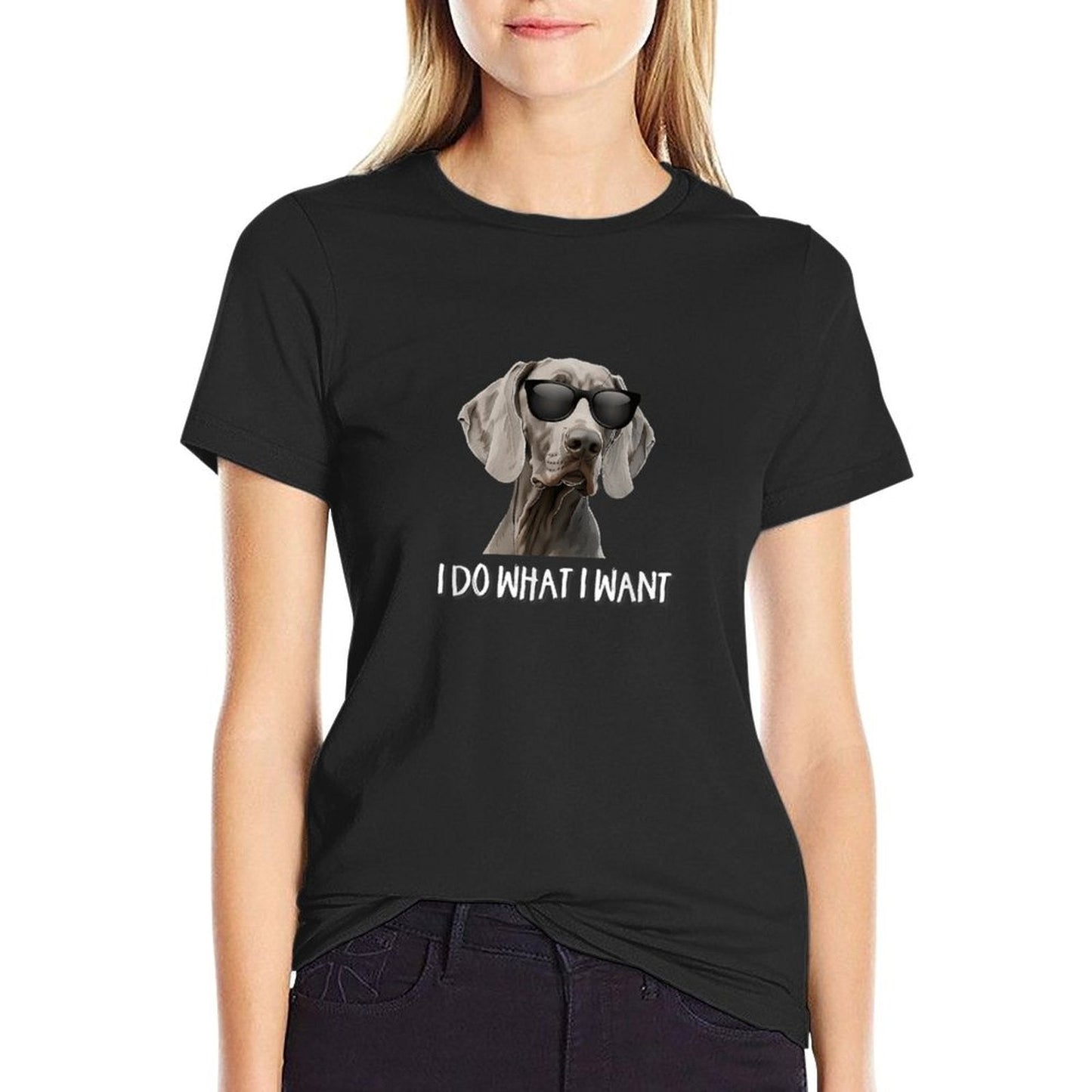 Funny Weimaraner Dog Design Giftss &s Cute Do What I Want Weimaraner Lover Black Unisex Women's Classic Fit Crew Neck T-Shirt