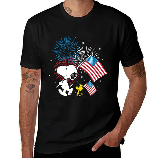 Peanuts - Snoopy & Woodstock Americans & Fireworks  Moisture-wicking T-Shirt