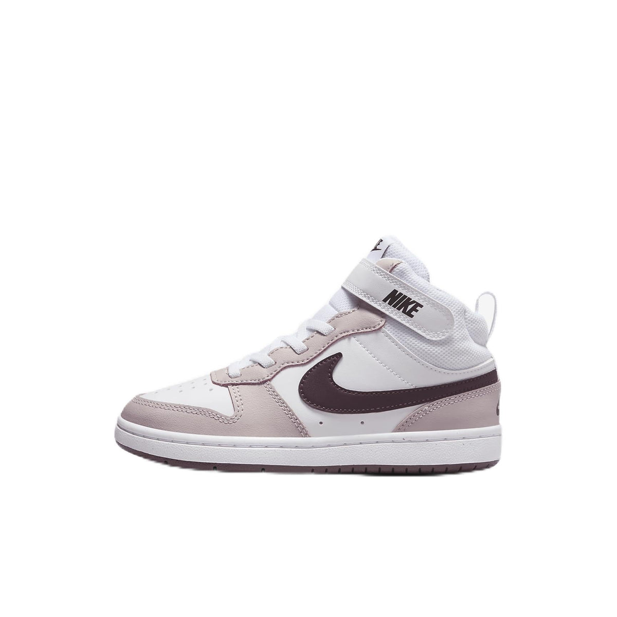 Nike Court Borough Mid 2 Little Kids Shoes (CD7783-118 White/Platinum Violet/Burgundy Crush) Size 1