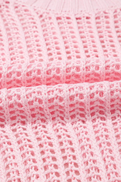 Hollow-out Crochet Side Tied Short Sleeve Knit Cover Up