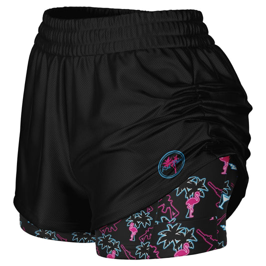 Rad Palm Neon Attack Women's 2 in 1 Shorts